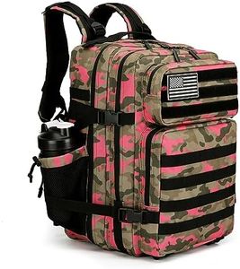 KXBUNQD Military Tactical Backpack 45L Hiking Backpacks Men Women Molle Army BackPack Daypack for Camping Fishing Travel, Pink Camo, Rucksack Backpacks