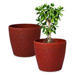 Eha Set of 2 Earth-Friendly Deco 7" Self-Watering pots and Planters | Bamboo Based | UV Protected | for Indoor, Home Decor, Outdoor, Balcony & Garden | Coral