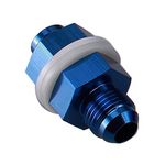 AC PERFORMANCE Blue Aluminum Straight AN6 Fuel Cell Bulkhead Adapter Fitting -6 AN Locking Nut With Oil-resistant Washers for Fuel Tank