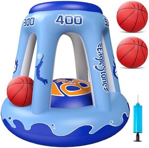 EagleStone Inflatable Pool Basketball Hoop for Kids & Adults, 47" Swimming Floating Basketball Hoop for Pool with 3 Balls, Pump, Summer Outdoor Pool Water Game for Family, Party, Beach & 4th of July