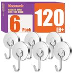 Neosmuk Swing Magnetic Hooks for Cruise Cabins – Heavy Duty 120lb Strong Magnet Hooks, Cruise Essentials for Ship, Fridge, Wall, Ceiling, Door, Hanging and Decorations (Pack of 6, Silver)