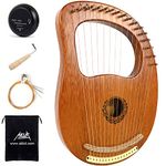 Lyre Harp, AKLOT 16 Metal Strings Maple Saddle Mahogany Body Lyra Harp with Carved Note Tuning Wrench Pick up Strings and Black Gig Bag