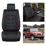 Nilight Car Seat Covers Custom Fit 2007-2024 Jeep Wrangler JK JL 4-Door Waterproof Wear-Resistant Leather Anti Slip Cushion Front Set (2PCS Front Seat Cover)