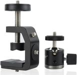 UTEBIT C Clamp Camera Mount Tripod Clamp with Mini Ball Head Desk Clamps（1/4 Thread Hole）C Clamp Mount with 1/4" Hot Shoe Compatible for Camera Woodworking Desktop