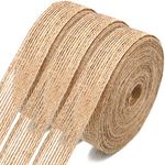 jijAcraft 3 Rolls Jute Craft Ribbon Burlap Ribbons for Gift Wrapping,30M Rustic Hessian Ribbon(2cm)