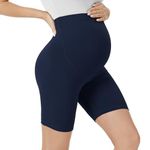 VALANDY Maternity Shorts Over Belly Biker Shorts High Waisted Short Leggings Athletic Workout Running Yoga Pregnancy Pants Navy