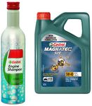 Castrol - 3421148 MAGNATEC SUV 5W-40 Full Synthetic Engine Oil for Petrol, CNG and Diesel SUVs (3.5L) & Engine Shampoo Pre Oil Change Treatment (Flushing Oil) for Petrol 300 ml