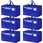 StorageRight Moving Bags-Heavy Duty Moving Boxes, Storage Totes with Zipper, Reinforced Handles and Tag Pocket-Collapsible Moving Supplies for moving, Storage and Travel 93L(Blue-6 Pack)