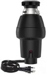 1/2 HP Continuous Feed Garbage Disposal with Air Switch, Compact Stainless Steel Food Waste Disposer, for Kitchen Sink, EZ-Mount Flange Compatible