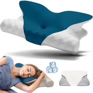RENPHO Oreiller Cervical Ergonomique, Cadeau Femme, Oreiller memoire Forme, Hauteur réglable pour Les dormeurs sur Le côté et sur Le Dos, Comprend 2 taies d'oreiller rafraîchissantes