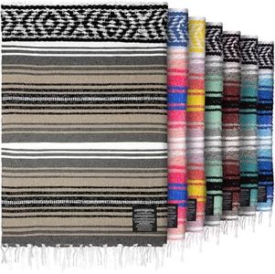 Authentic Large Handwoven Mexican Blanket - Soft Yoga- Durable Serape- Lightweight Falsa, Beach, Camping, Picnic, Outdoor Blanket 70"x50" - Desert