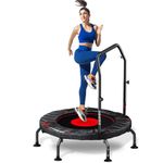 KeppiFitness 40'' Mini Fitness Trampoline for Kids and Adults, 400LBS Foldable Exercise Rebounder for Indoor and Outdoor Workouts, Adjustable Handle with Level 4 Height