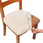 smiry Stretch Chair Seat Covers for Dining Room, Beige 4PC Jacquard Dining Chair Seat Cushion Protectors Chair Slipcovers