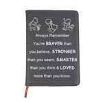 Bear Friend Leather Notebook Inspirational Always Remember You Are Braver Than You Believe Leather Notebook Friendship Gifts (bear notebook black)