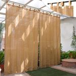 HIPPO 150 GSM Outdoor Sun Blocking Balcony Loop Curtains Sun & UV Protection, Light Filtering 4.5FTX9FT Long Door Curtain (Beige-Brown)