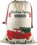 DIY Personalized Santa Sack Large Christmas Presents Sacks Bags with Drawstring 19"x27"+1 Red Satin Ribbon for Xmas Gift Decorations 3/4"x3 Yards