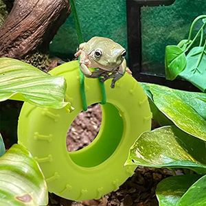 Miniature Tire Swing with Suction Cup Hook for Frog Tree Frog Toy