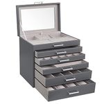 SONGMICS Jewellery Box, Jewellery Organiser, Large Jewellery case, with 6 Layers and 5 Drawers, JBC138G01