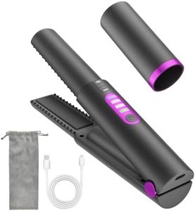 OBEST Cordless Hair Straighteners 5000 mAh, 2 in 1 Mini Portable Travel Wireless Straightener, Fast Heat Up 3-Level Straightener Mini Cordless Hair Styler Type-C Rechargeable (Gray)