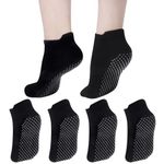 Radsocken 4 Packs Non Slip Yoga Socks for Women Girls with Grips, Anti Slip Skid Socks Grip Socks Cotton Slipper Socks for Yoga Ballet Pilates Barre Workout Sporting Supplies(M Black*4)