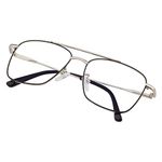 Roshfort Unisex Eyeglasses For Men Women Spectacle Frames Light Weight Blueray Block Eye Protection Glasses For Computer Zero Power Bluecut lens Square Medium Size M-3076 Frame Silver Black