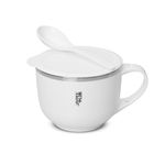 Jaypee Plus Souptok Stainless Steel Soup Bowl with Lid & Spoon Holder, Coffee & Tea Mug, Cup for Kids, Best Gift for All White, 0.7 Liters