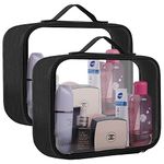 Clear Travel Toiletry Bag, TSA Approved Travel Bag 21 x 17 x 7.6cm Portable Waterproof PVC Toiletries Transparent Bag Makeup Organizer Case Travel Business Bathroom for Men and Women