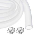 MECCANIXITY 20ft Clear Silicone Rubber Tubing 5/8" ID Plastic Tube Flexible Air Hose for Brewing, Wine Making, Pump Siphon, 16mm x 20mm, with 2pcs Clamps