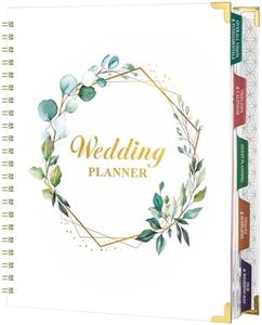 Wedding Planner - Wedding Planner Book and Organizer for the Bride with 5 Tabbed Sections, 12" x 9", Hardcover with Metal Corner + 5 Inner Pockets + Sticker + Elastic Closure Band