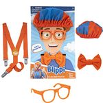 Blippi Costume Roleplay Set - Includes Iconic Orange Bow Tie, Suspenders, Hats & Glasses for Dress Up to Children & Toddlers