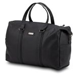 HARISSONS Viktor Weekender Duffel Bag 35L Vegan Leather, Black | Unisex Travel Stylish Ideal for Weekend, Getaways, Camping etc | Spacious Compartment with Rear Quick Access Pocket and Metal Zippers