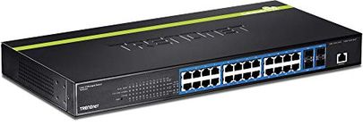 TRENDnet 24-Port Gigabit Layer 2 Switch with 4 Shared Mini-GBIC Slots, 48 Gbps Switching Capacity, SNMP, Lifetime Protection, TL2-G244