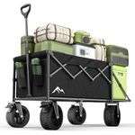 Festival Trolley, 300L Folding Beach Trolley Cart with Adjustable Tailgate, 360° Wheels and Brake Load up 150KG, Adjustable Handle Cover Bag, All-Terrain Wagon or Beach Camping Garden