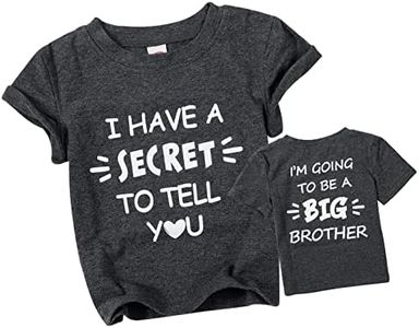 Big Brother Shirts Toddler Big Bro Announcement T-Shirts Promoted to Big Brother Outfits Baby Boys Short Sleeve Tops, Charcoal Black, 2-3 Years