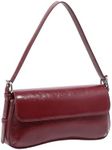 OYOANGLE Women's Pu Leather Flap Vintage Underarm Bags Top Handle Clutch Handbags Casual Mini Shoulder Bags Burgundy One-Size