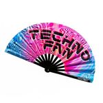 Kandies World Custom Festival Folding Hand Fan - Unique Designs, Made of Bamboo, Clacking Sound, Lightweight - Perfect Rave and Festival Accessory!… (Techno)