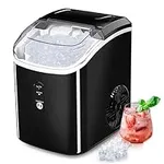 Nugget Ice Maker Countertop, Portable Crushed Sonic Ice Machine, Self Cleaning Ice Makers with One-Click Operation, Soft Chewable Pebble Ice in 7 Mins, 34Lbs/24H with Ice Bags for Home Bar Camping RV
