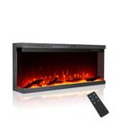 M.C.Haus 3-Sided Luxury Electric Fireplace with 3 Installation Ways, Recessed Fireplace on Multi-Media Wall, Electric Flame Effect with 9 Color, Remote&Control Panel, 1800W, 102cm/40”, Black