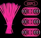 YOFOBU 300pcs Glow Sticks Bulk Light Up Bracelet Glow Necklaces with Connectors 50ct 8" Glowsticks Neon Party Supplies for Valentine's Day 4th of July Wedding Birthday Carnival (Pink)