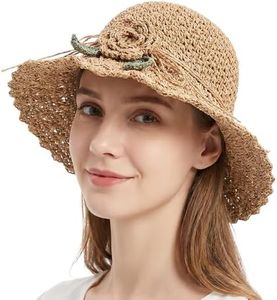Straw Hats for Women, 2026 New Beach Sun Straw Hats for Women, Womens Summer Hats for Vacation Travel (Brown)