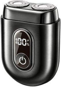 Mini Electric Razor for Men, Dual Rotary Travel Shaver with Metallic Finish