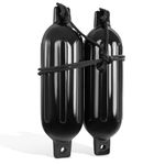 BISupply Boat Bumpers for Docking - Boat Fenders Black 2 Pack 22.8 x 7.8in Buoys with 2 Fender Lines and 12in Inflator