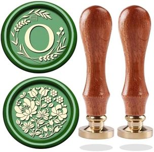 WUERLIN Letter Alphabet O Wax Seal Stamp, Wicker Eucalyptus Initial Sealing With Flower for Wedding Invitation, Gift Wrap, Envelopes, Christmas Card