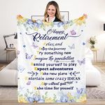 Retirement Gifts for Women, Soft Flannel Happy Retirement Blanket, Fluffy Plush Retired Throw Blanket Female, Retirement Farewell Goodbye Gifts Idea for Boss Coworker Nurse Doctor Teacher, 130x152 cm