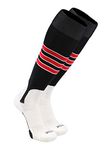 Baseball Stirrup Socks Pattern D (Black/White/Scarlet, X-Large)