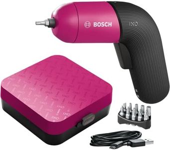 Bosch 3.6V Cordless Electric Screwdriver Gun Variable Speed with 10 Screwdriver Bits & Case (IXO VI Pink). Made in Europe