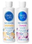 No-Rinse Shampoo and Conditioner Bundle - 8 fl oz per Bottle - Leaves Hair Fresh, Clean and Odor-Free