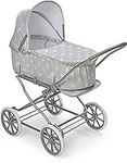 Badger Basket Toy Doll Just Like Mommy 3-in-1 Doll Pram Stroller and Carrier for 22 inch Dolls - Gray/Polka Dots