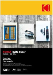 Kodak 180GSM 50 Sheets Gloss Instant Dry 180gsm A4 Photo Paper, (5740-513)