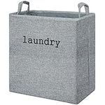 Belle Vous Foldable Fabric Laundry Basket - 35L Collapsible Clothes Bin Hamper with Carry Handles - Folding Portable Washing Bag for Bedroom, Bathroom or Laundry Room - Grey